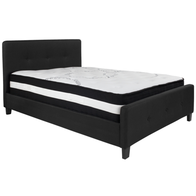 Flash Furniture Tribeca Full Size Tufted Upholstered Fabric Platform Bed With Pocket Spring Mattress In Black