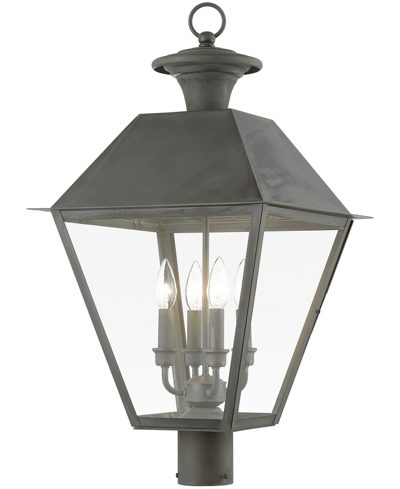 Livex Wentworth 4 Light Outdoor Extra Large Post Top Lantern In Charcoal