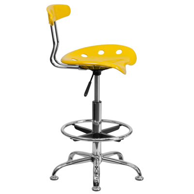 Flash Furniture Vibrant Yellow And Chrome Drafting Stool With Tractor Seat