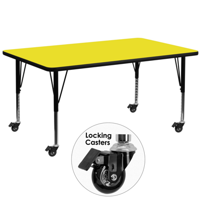 Flash Furniture Mobile 30''w X 72''l Rectangular Yellow Hp Laminate Activity Table