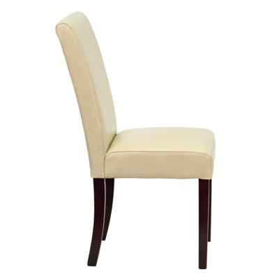 Flash Furniture Ivory Leather Parsons Chair In White
