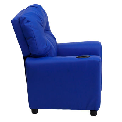 Flash Furniture Contemporary Blue Vinyl Kids Recliner With Cup Holder