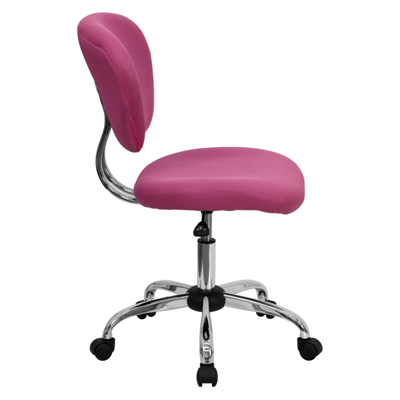 Flash Furniture Mid-back Pink Mesh Swivel Task Chair With Chrome Base