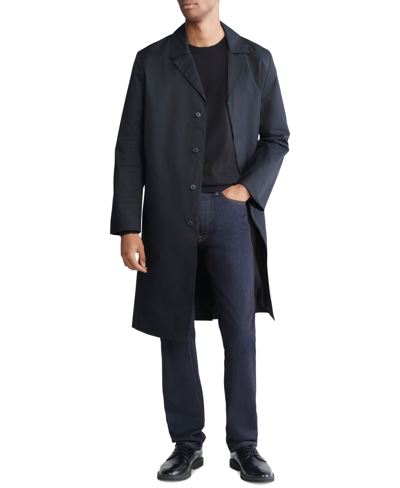 Calvin Klein Men's Classic Fit Button-front Trench Coat In Black Beauty