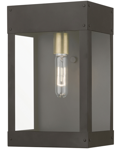 Livex Barrett 1 Light Outdoor Wall Lantern In Bronze With Antique Brass