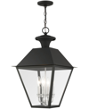 Livex Wentworth 4 Light Outdoor Pendant Lantern In Black With Brushed Nickel