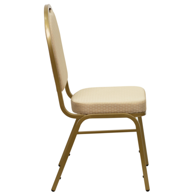 Flash Furniture Hercules Series Dome Back Stacking Banquet Chair In Beige Patterned Fabric In Gold