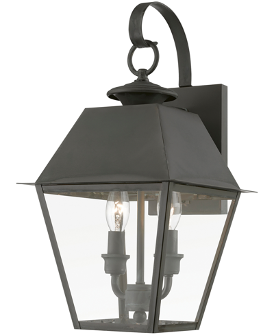 Livex Wentworth 2 Light Outdoor Medium Wall Lantern In Charcoal