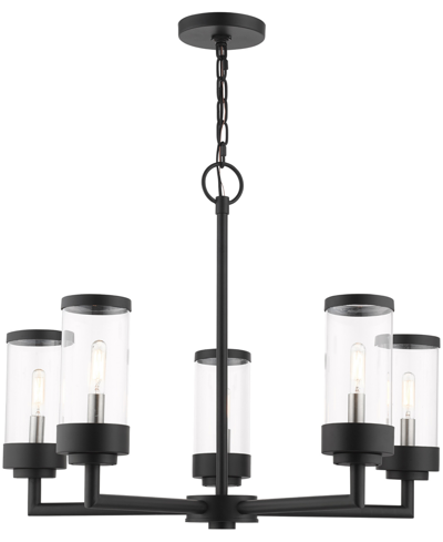 Livex Hillcrest 5 Light Outdoor Chandelier In Textured Black