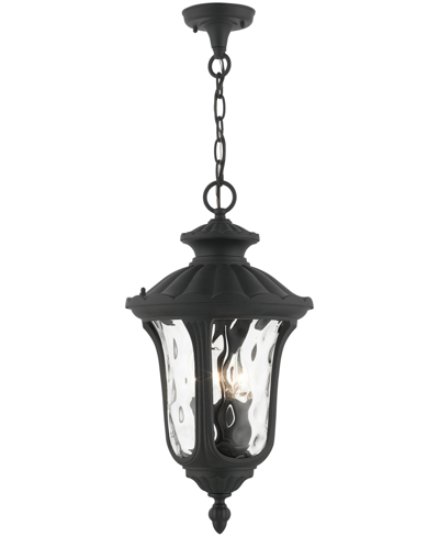Livex Oxford 3 Light Outdoor Pendant Lantern In Textured Black