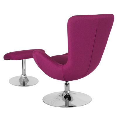 Flash Furniture Egg Series Magenta Fabric Side Reception Chair With Ottoman In Pink