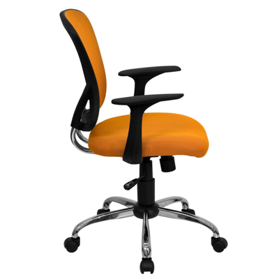 Flash Furniture Mid-back Orange Mesh Swivel Task Chair With Chrome Base And Arms