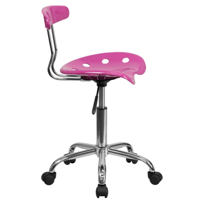 Flash Furniture Vibrant Candy Heart And Chrome Swivel Task Chair With Tractor Seat In Pink