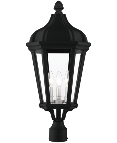 Livex Morgan 3 Light Outdoor Post Top Lantern In Textured Black With