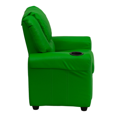 Flash Furniture Contemporary Green Vinyl Kids Recliner With Cup Holder And Headrest