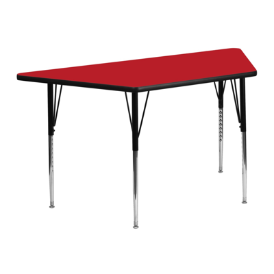 FLASH FURNITURE 25''W X 45''L TRAPEZOID RED HP LAMINATE ACTIVITY TABLE