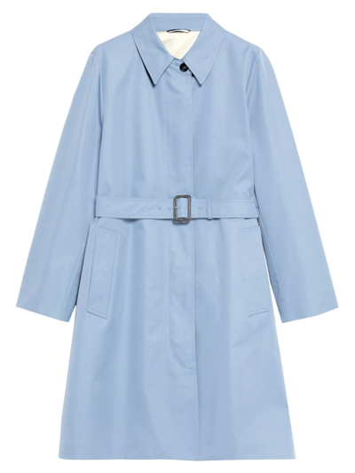 Weekend Max Mara Vanda Belted Cotton-blend Coat In Light Blue