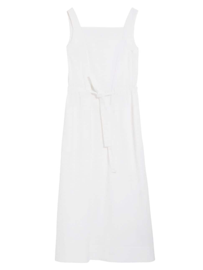 Max Mara Panfilo Sleeveless Cotton Seersucker Midi Dress In Optical White