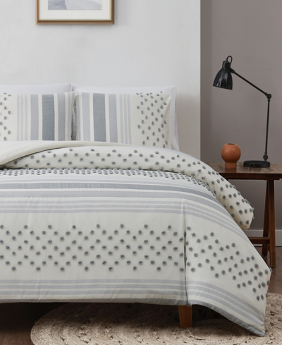Brooklyn Loom Mia Tufted Texture 3 Piece Comforter Set, King In Gray