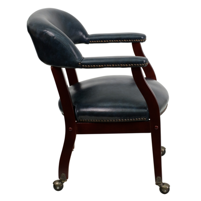 Flash Furniture Navy Vinyl Luxurious Conference Chair With Accent Nail Trim And Casters In Blue