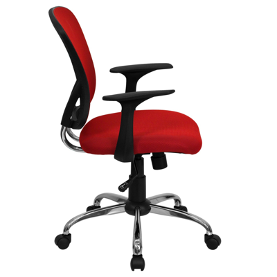 Flash Furniture Mid-back Red Mesh Swivel Task Chair With Chrome Base And Arms