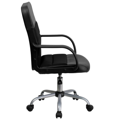Flash Furniture Mid-back Black Leather And Mesh Swivel Task Chair With Arms