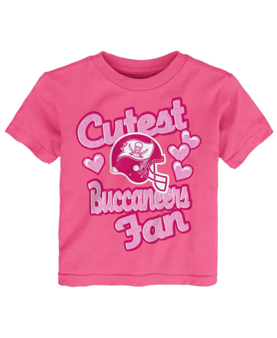 Outerstuff Baby Girls Pink Tampa Bay Buccaneers Cutest Fan Hearts T-shirt