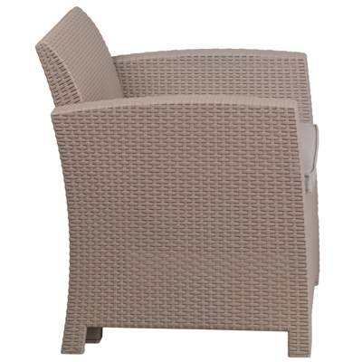Flash Furniture Light Gray Faux Rattan Chair With All-weather Light Gray Cushion