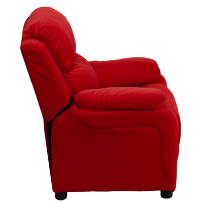 Flash Furniture Deluxe Padded Contemporary Red Microfiber Kids Recliner With Storage Arms