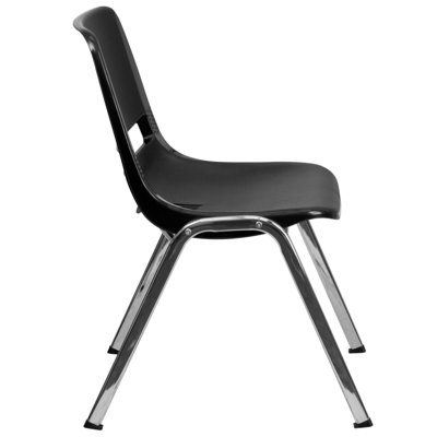 Flash Furniture Hercules Series 880 Lb. Capacity Black Ergonomic Shell Stack Chair With Chrome Frame And 18'' Seat H
