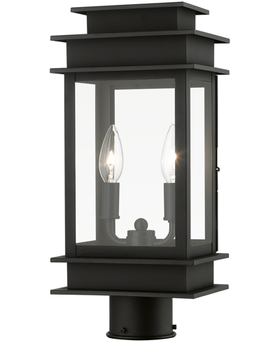 Livex Princeton 2 Light Outdoor Medium Post Top Lantern In Black
