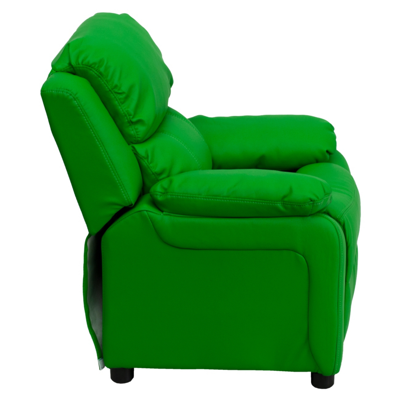 Flash Furniture Deluxe Padded Contemporary Green Vinyl Kids Recliner With Storage Arms