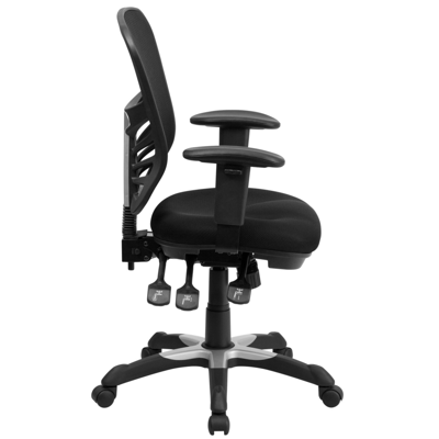 Flash Furniture Mid-back Dark Gray Mesh Multifunction Executive Swivel Chair With Adjustable Arms In Black