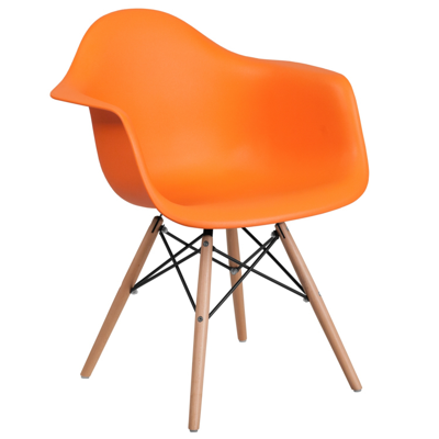 Flash Furniture Alonza Series Orange Plastic Chair With Wood Base