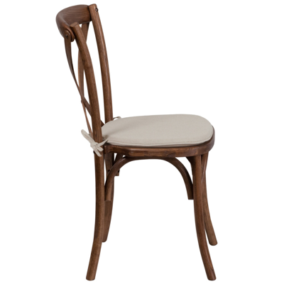 Flash Furniture Hercules Series Stackable Pecan Wood Cross Back Chair With Cushion In Brown