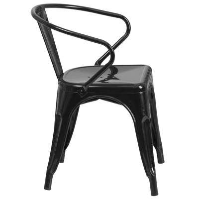 Flash Furniture Black Metal Indoor-outdoor Chair With Arms