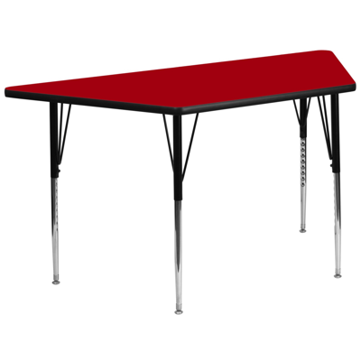 Flash Furniture 29.5''w X 57.25''l Trapezoid Red Thermal Laminate Activity Table