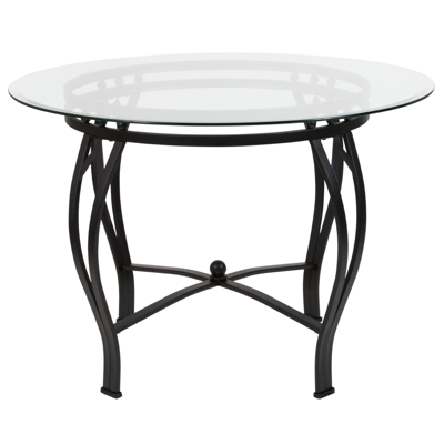 Flash Furniture Syracuse 42'' Round Glass Dining Table With Black Metal Frame