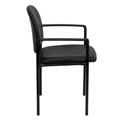 Flash Furniture Comfort Black Fabric Stackable Steel Side Reception Chair With Arms