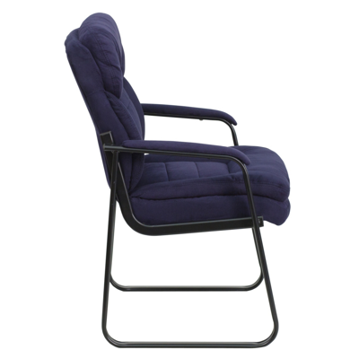 Flash Furniture Navy Microfiber Executive Side Reception Chair With Sled Base In Blue