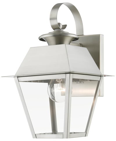 Livex Wentworth 1 Light Outdoor Small Wall Lantern In Brushed Nickel