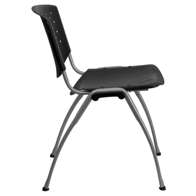 Flash Furniture Hercules Series 880 Lb. Capacity Black Plastic Stack Chair With Titanium Frame