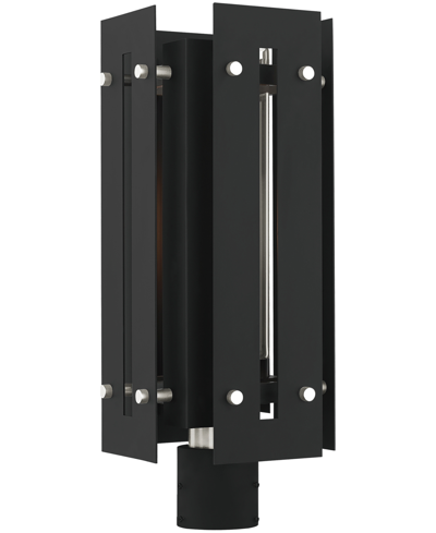 Livex Utrecht 1 Light Outdoor Post Top Lantern In Black With Brushed