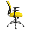 FLASH FURNITURE MID-BACK YELLOW MESH SWIVEL TASK CHAIR WITH CHROME BASE AND ARMS