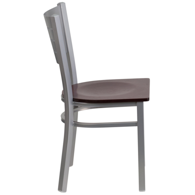 Flash Furniture Hercules Series Silver Slat Back Metal Restaurant Chair In Brown