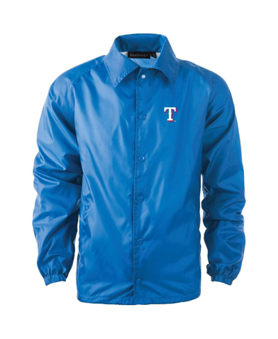 Dunbrooke Men's  Royal Texas Rangers Coach's Raglan Full-snap Windbreaker Jacket