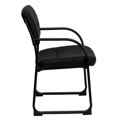 Flash Furniture Black Leather Executive Side Reception Chair With Sled Base
