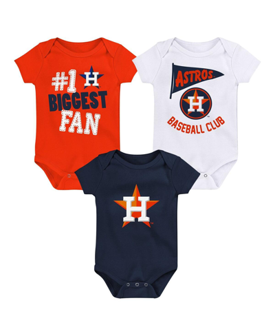 Fanatics Baby Boys And Girls  Houston Astros Fan Pennant 3-pack Bodysuit Set In Navy