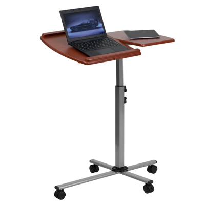Flash Furniture Angle And Height Adjustable Mobile Laptop Computer Table With Cherry Top In Red
