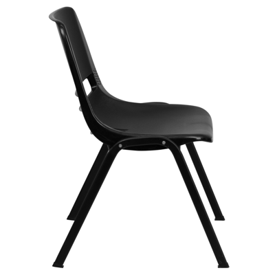 Flash Furniture Hercules Series 440 Lb. Capacity Black Ergonomic Shell Stack Chair With Black Frame And 12'' Seat He